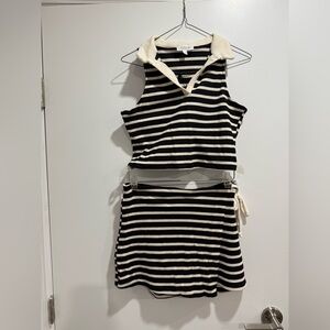 Striped Black and Cream Knit Set